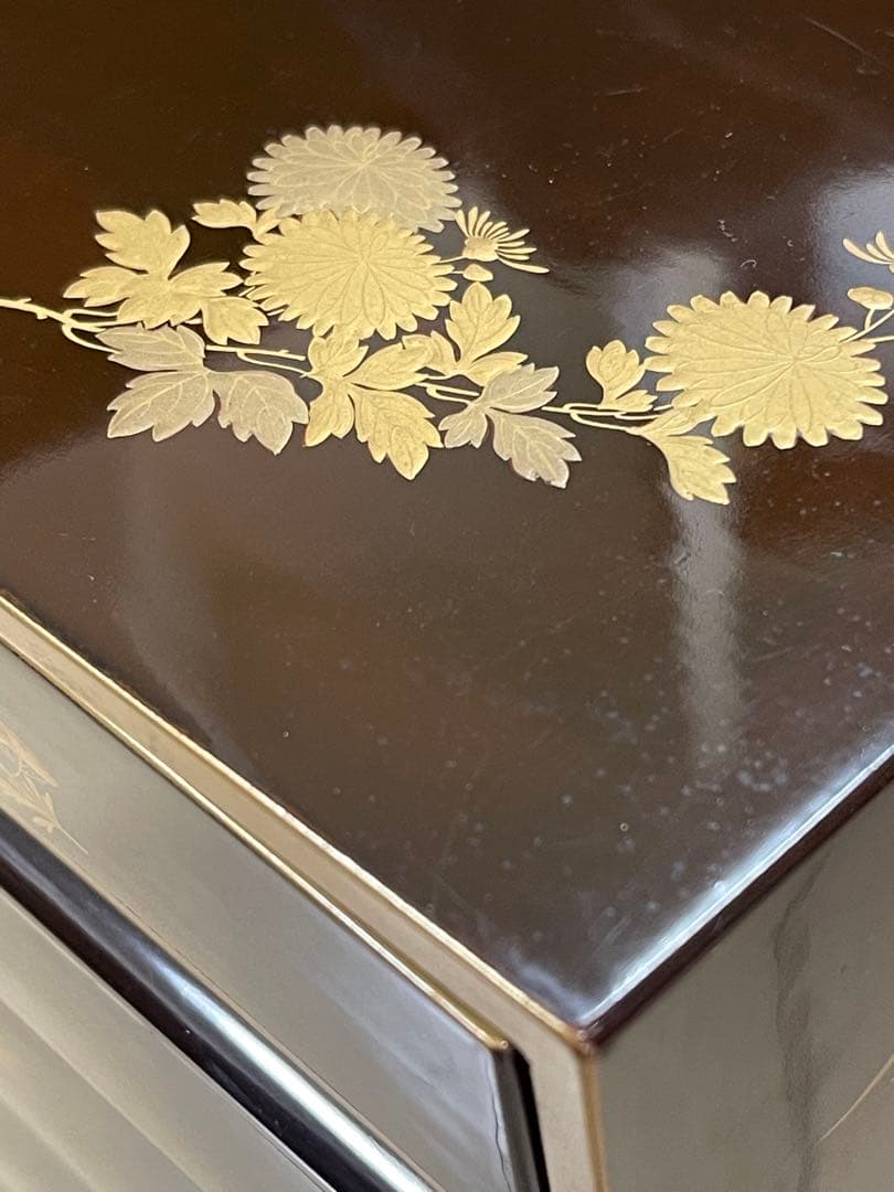 【茶道具】蒔絵野弁当　野点　弁当箱　花見重　年代物　漆器　金蒔絵　重箱