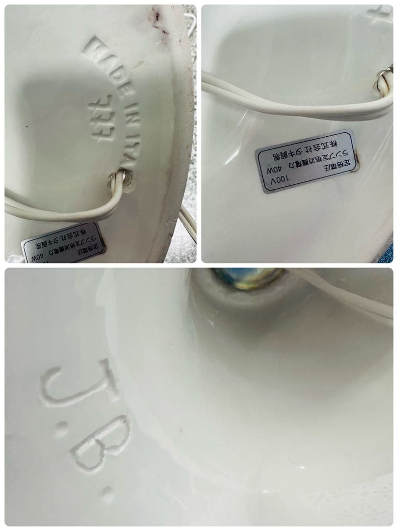 【希少】イタリア　アールヌーヴォー アンティークランプ　陶器 エンジェル 天使