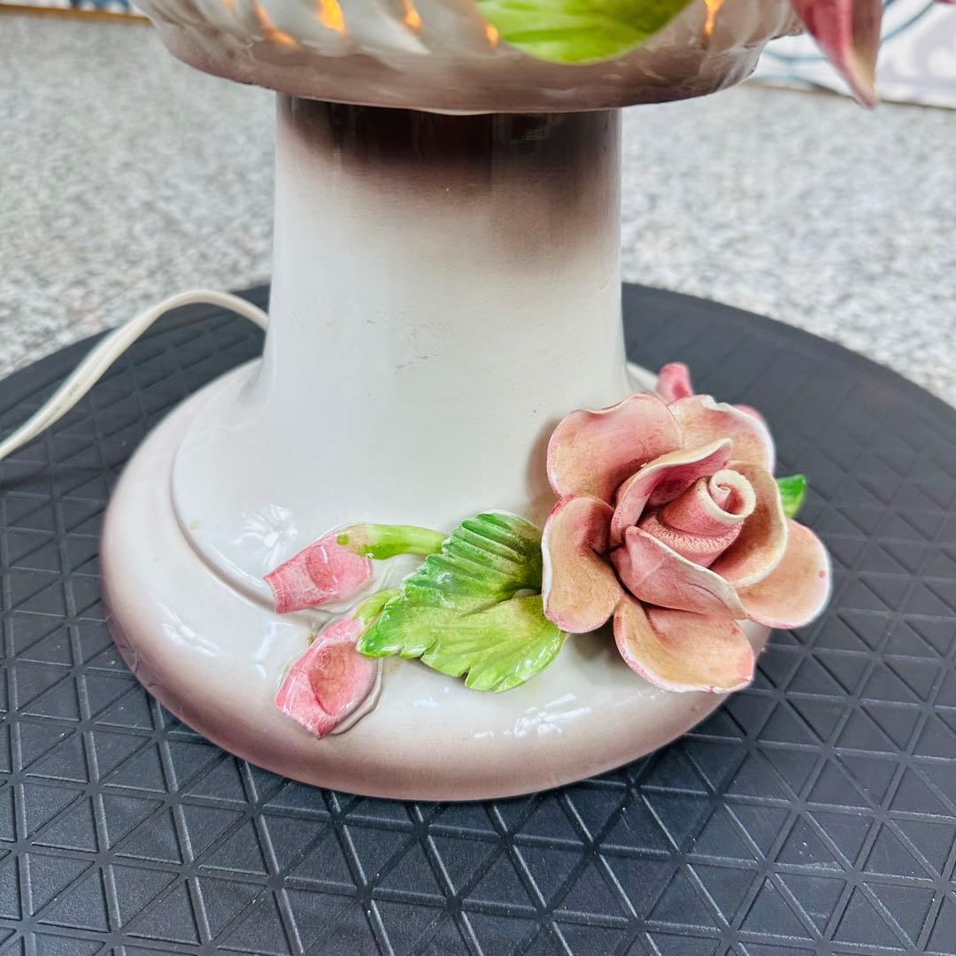 【希少】イタリア　アールヌーヴォー アンティークランプ　陶器 エンジェル 天使