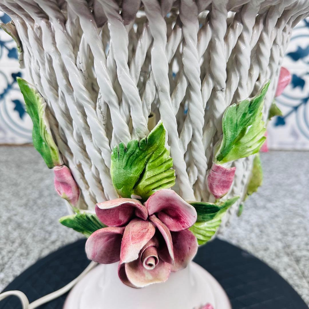 【希少】イタリア　アールヌーヴォー アンティークランプ　陶器 エンジェル 天使