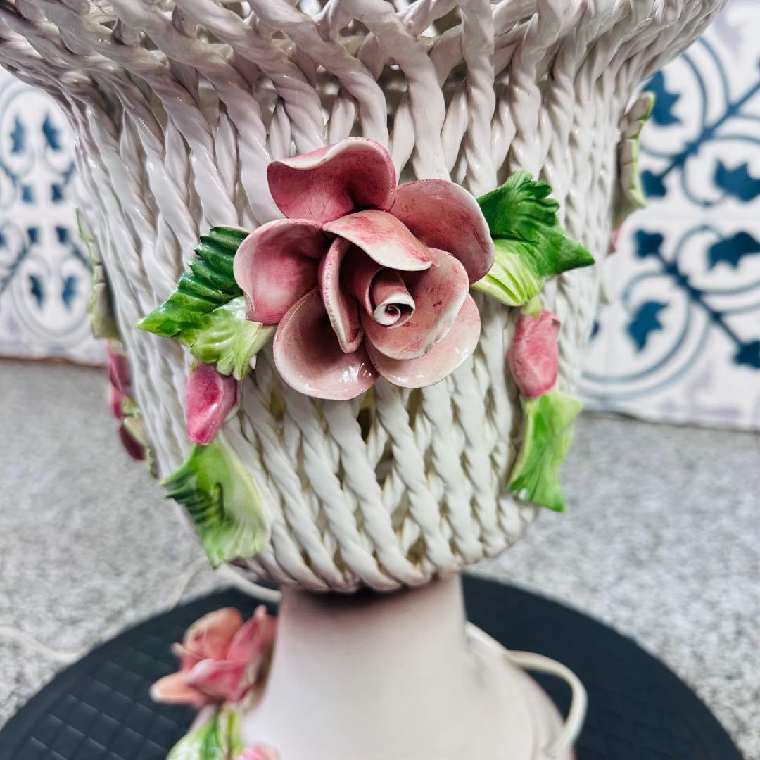 【希少】イタリア　アールヌーヴォー アンティークランプ　陶器 エンジェル 天使