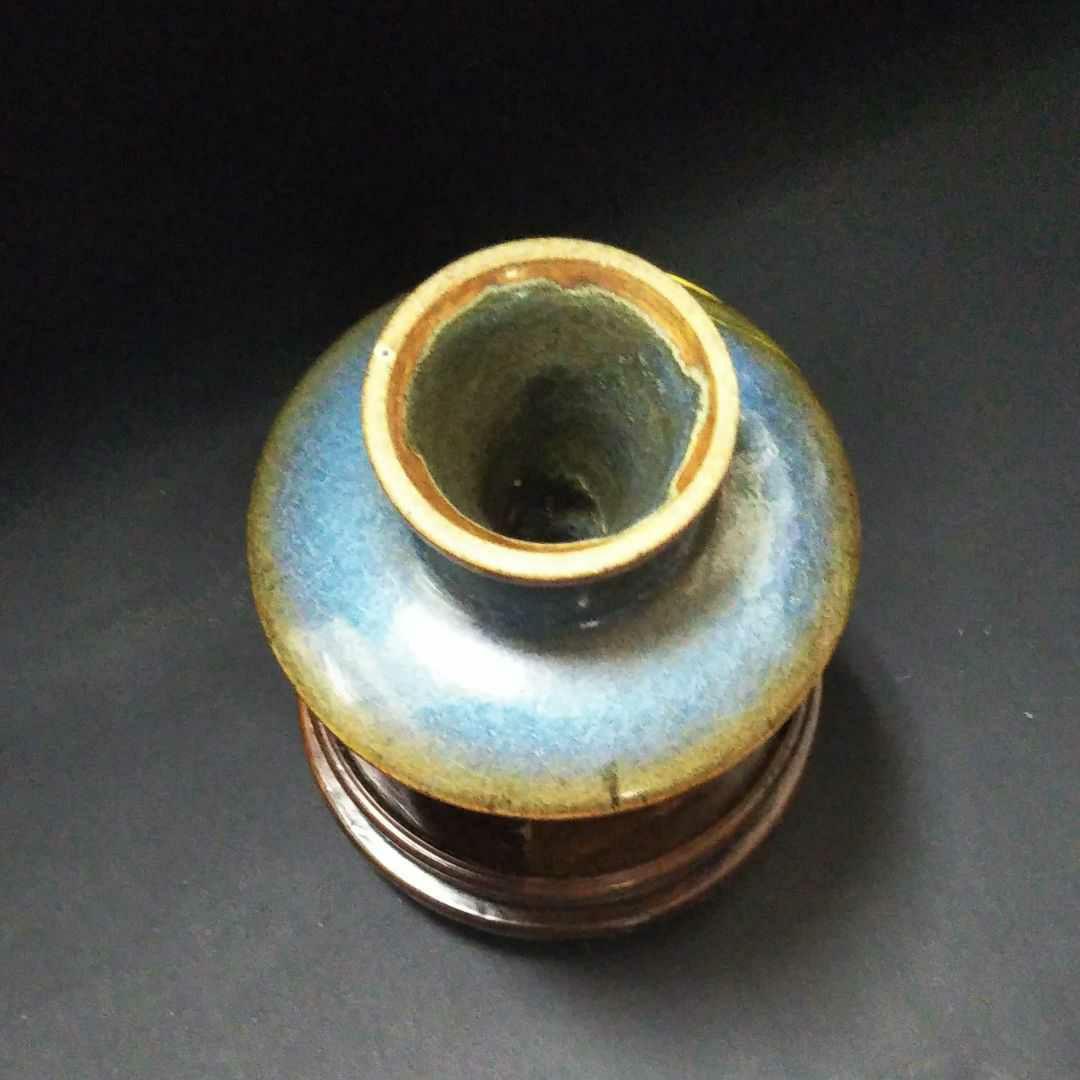 ※中国古美術/鈞窯紫班窯変燭台/