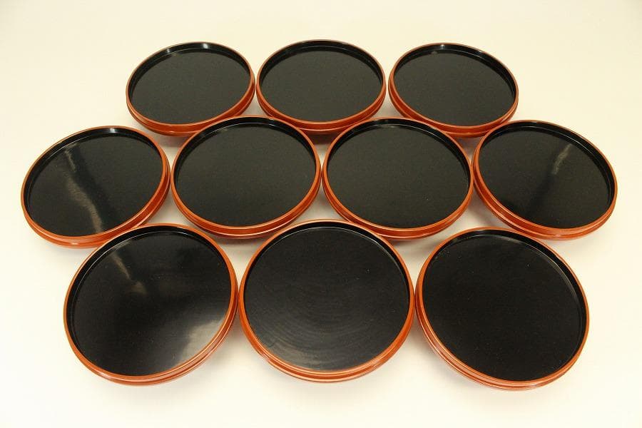 初瀬川柳庵 根来丸三盆 十客 共箱 旧家蔵出 送料無料(LC957)