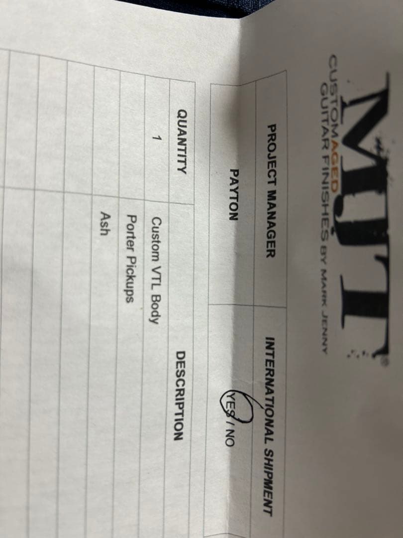 MJT telecaster バーズアイネックアッシュボディ