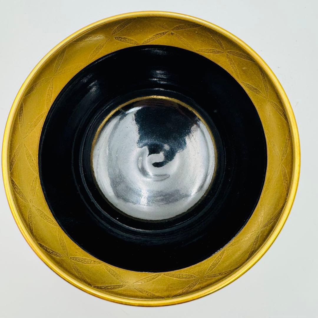 【川上一光　仁清写　帯七宝茶碗　共箱　茶道具】骨董　アンティーク　インテリア