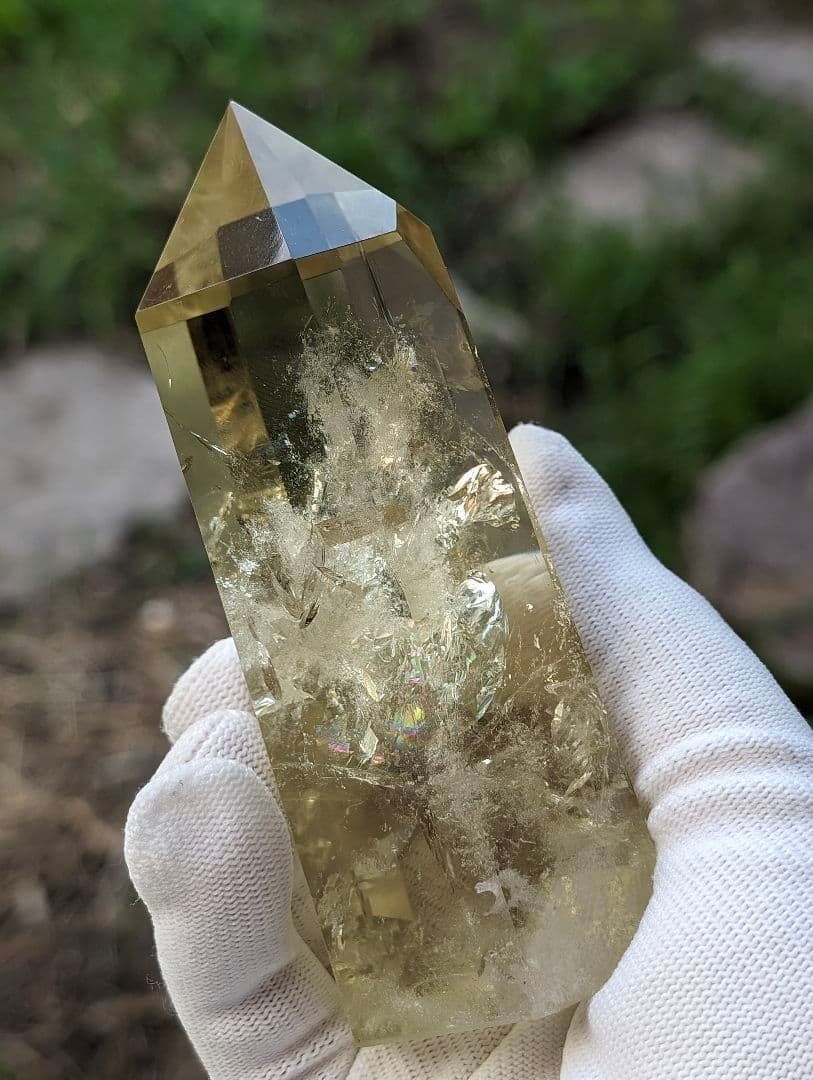 299g 虹　シトリン ポイント クラスター Point 柱 ポイントgi5