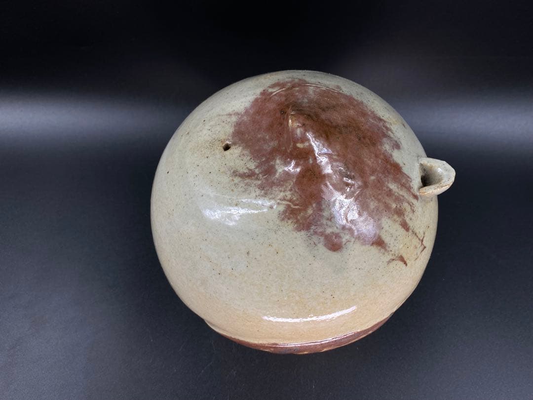 李朝 水滴 桃形 辰砂 骨董 古玩 古美術 時代物 高17.3cm