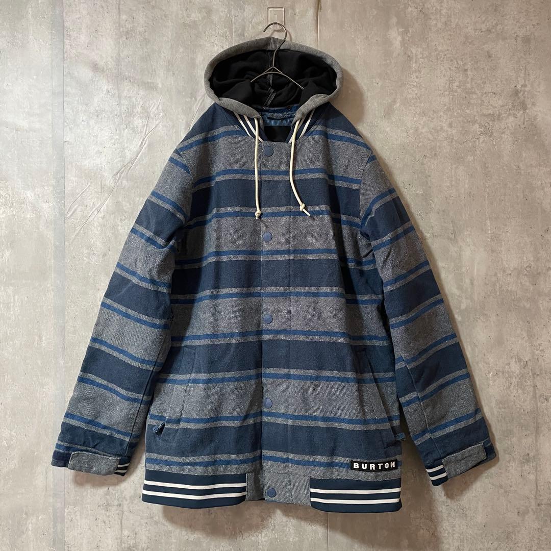 Burtonバートンスキーウェアスノーボードジャケットパーカー紺青ブルーボーダー