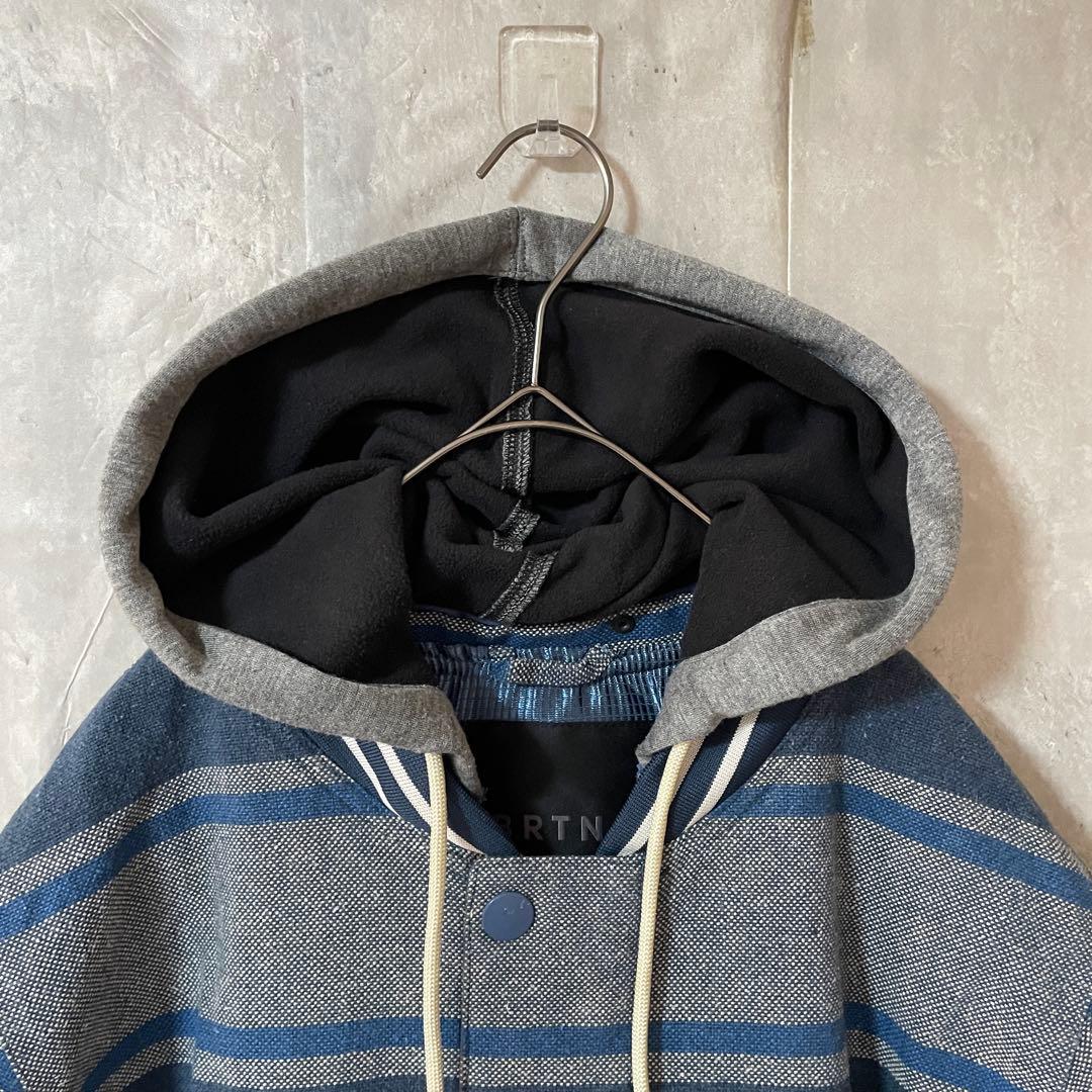 Burtonバートンスキーウェアスノーボードジャケットパーカー紺青ブルーボーダー