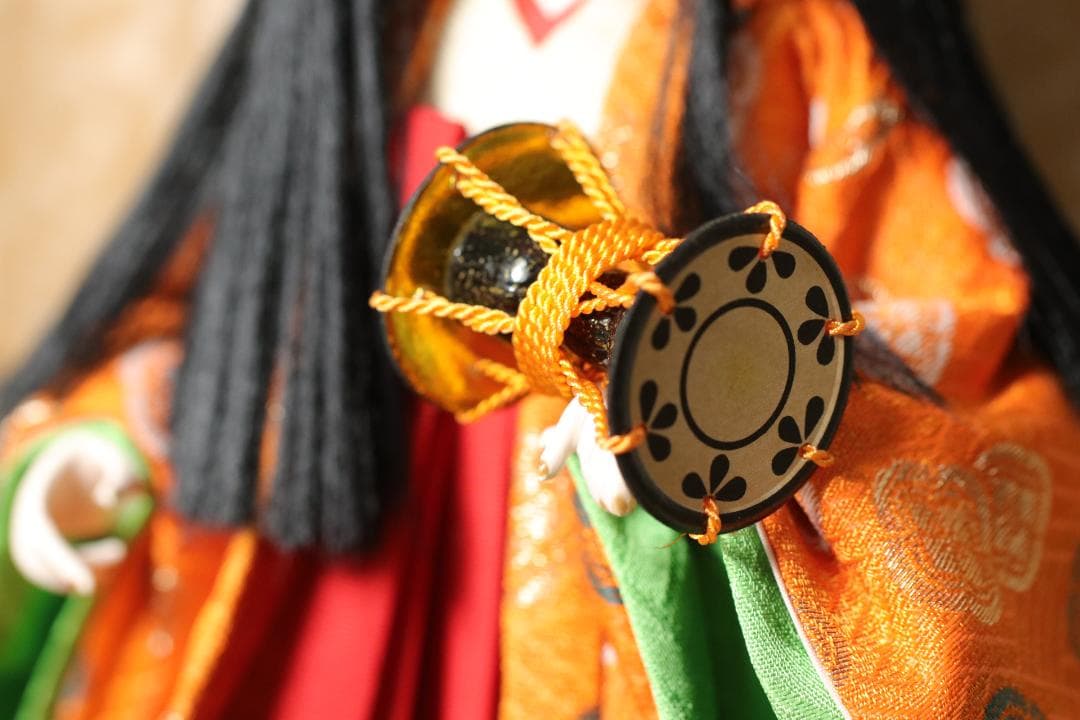 日本人形 三陽作「寿の舞」ガラスケース付 尾山人形 縁起物 工芸品 置物