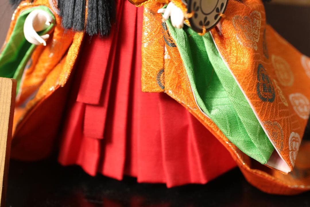 日本人形 三陽作「寿の舞」ガラスケース付 尾山人形 縁起物 工芸品 置物