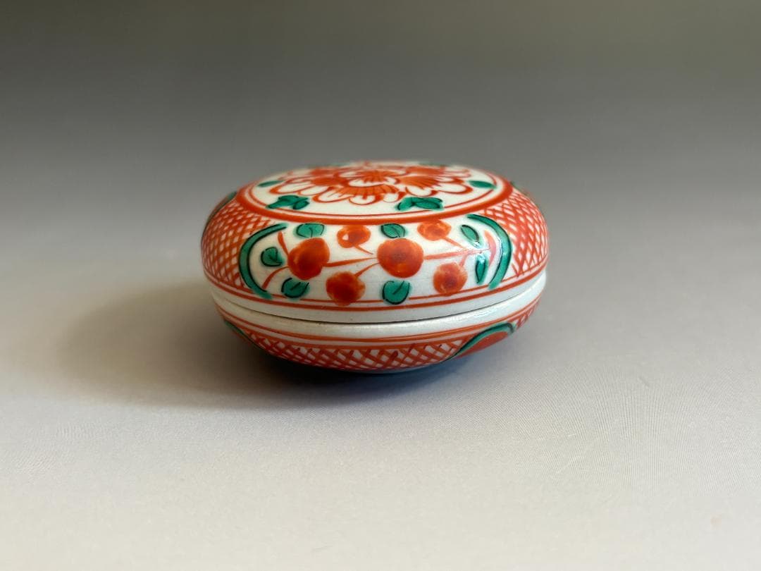 16代永楽善五郎　即全　赤絵花丸香合　而妙斎書付　茶道具　表千家