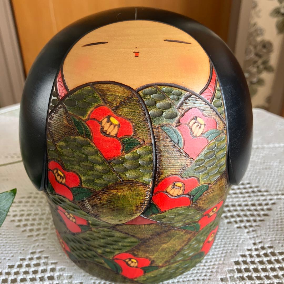 富所ふみを作　内閣総理大臣賞作家　創作こけし　木彫彩色 木人形 伝統工芸