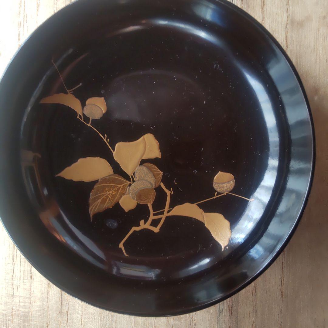 マルぽよ　漆木皿　金箔装飾 5枚セット（二組）　蒔絵　絵がわり