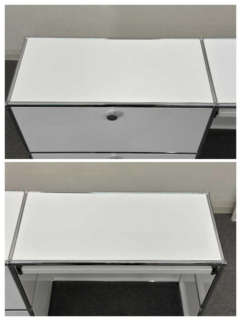 正規品■USMハラー■1列2段キャビネット＆デスク 　キーボードスライダー付　白