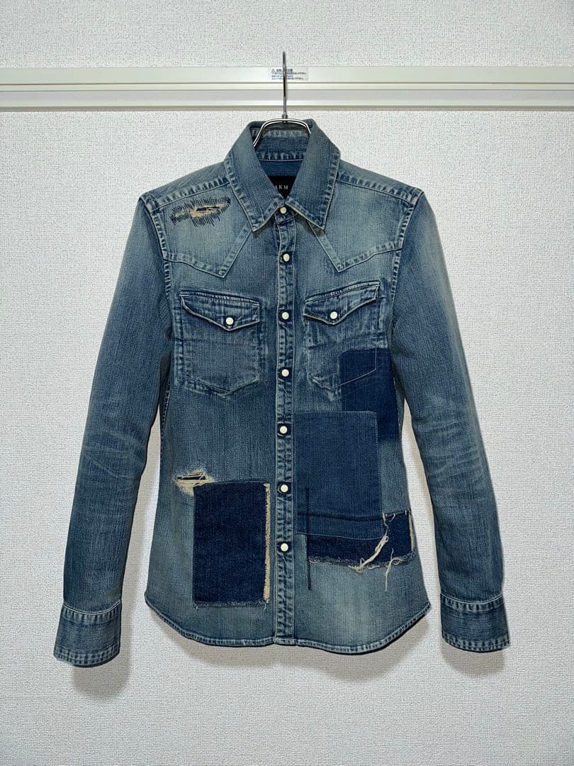 B’z稲葉浩志さん着用 AKMパッチワークウェスタン ストレッチデニムシャツ