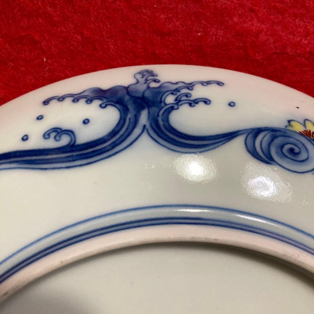 佐賀　有田焼　白磁色絵菊柄7寸皿　今泉今右衛門窯　（未使用品）