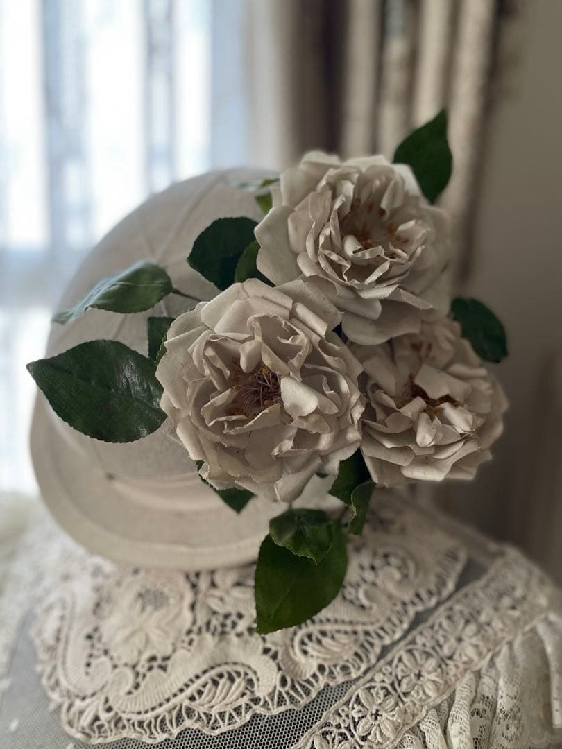 〜♡〜 フランスアンティーク お花が可愛らしいハット〜♡〜 アンティーク布花