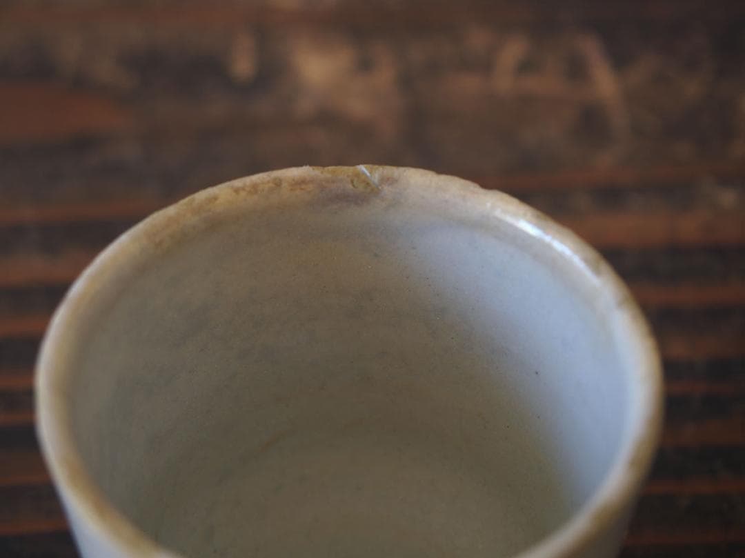 白釉薬 小さなコーヒーカップ マニセスカップスペイン古陶 古道具 工藝/K412