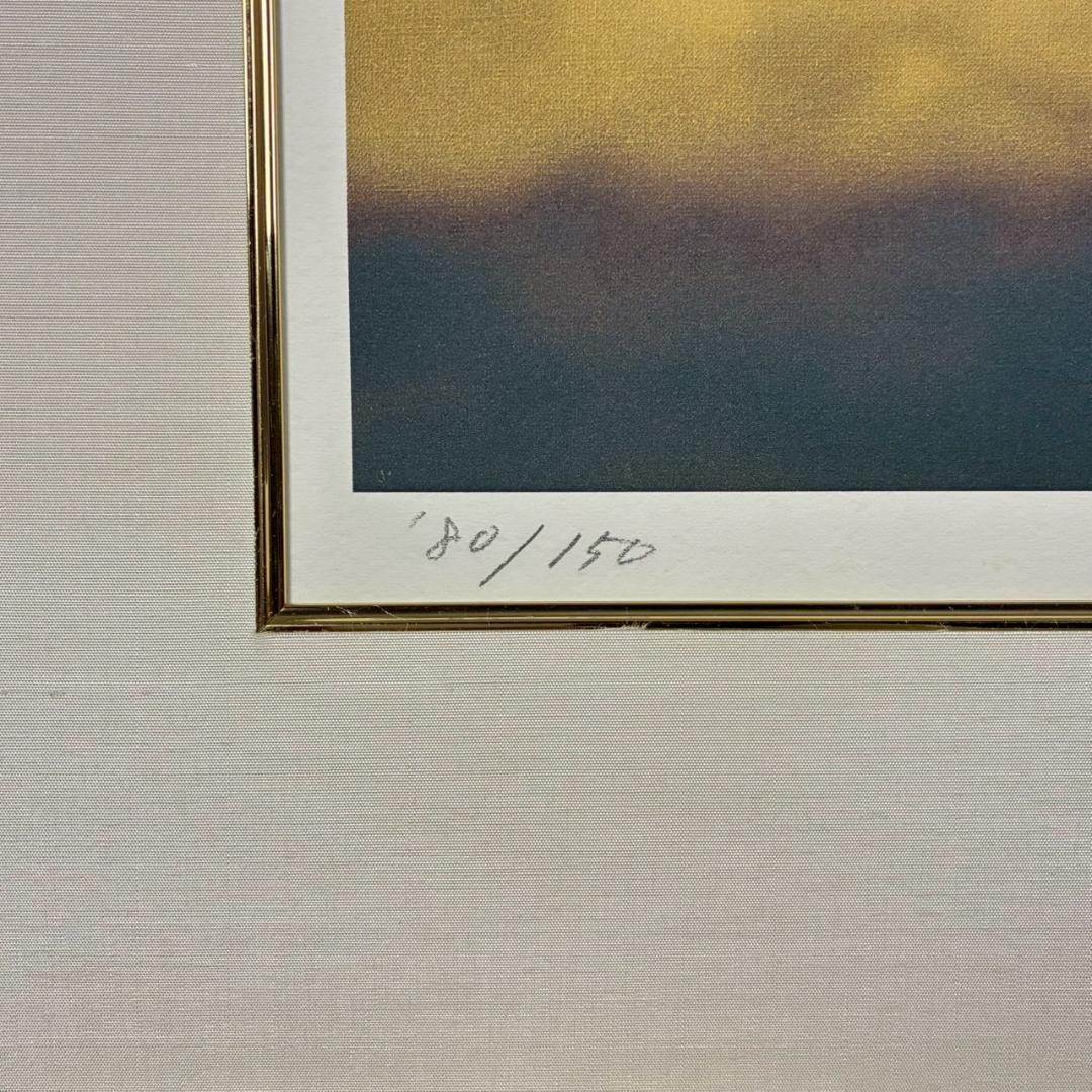 美品 浜田泰介「赤富士」リトグラフ 直筆サイン・印章有り 額装 富士山 縁起物