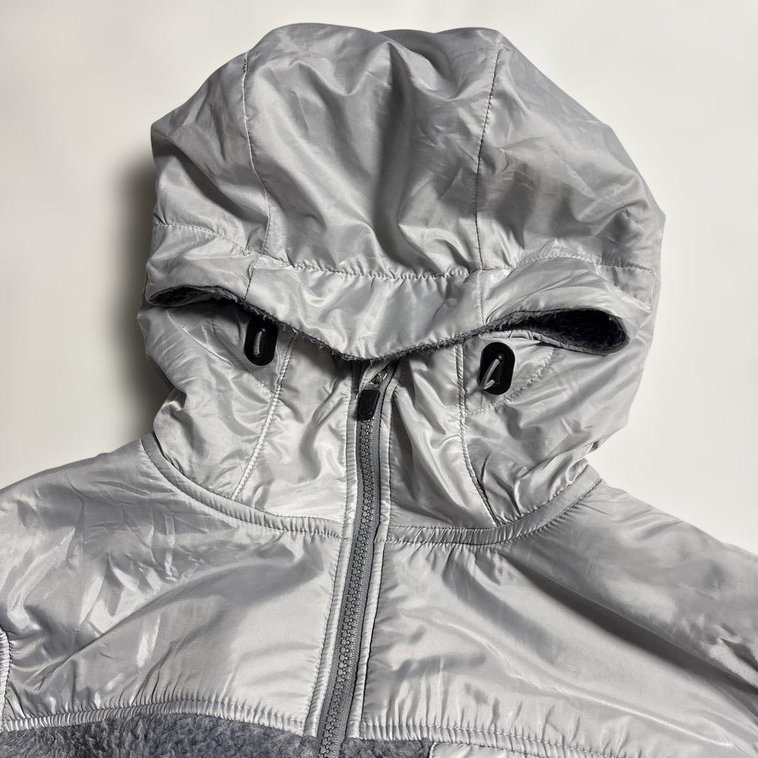 美品 BabolaT バボラ ボアフリース ナイロン パーカー グレー L 防寒