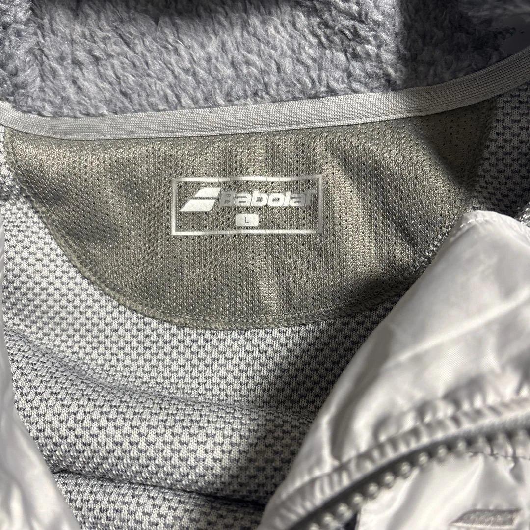 美品 BabolaT バボラ ボアフリース ナイロン パーカー グレー L 防寒