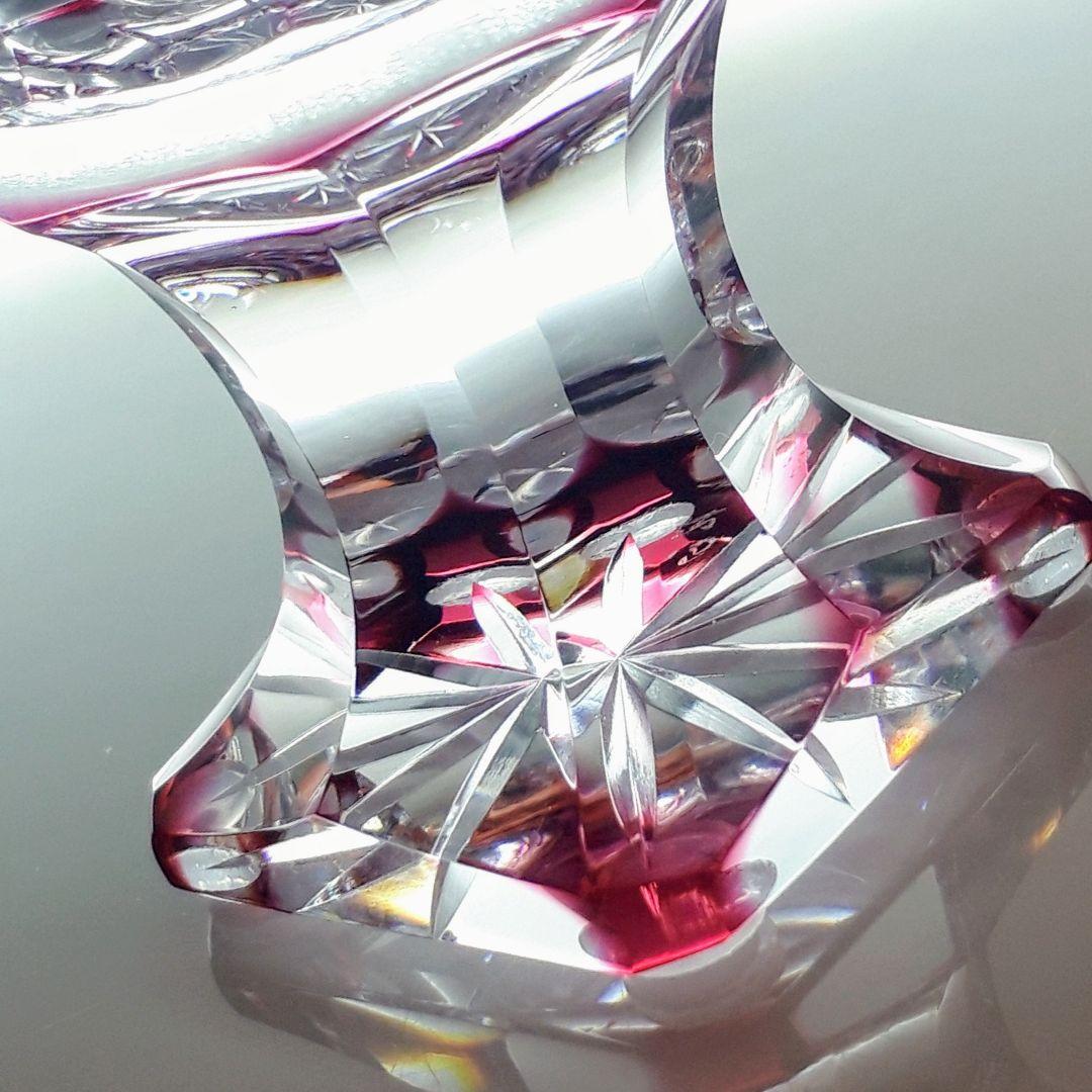 薩摩切子　松浦正行 作品　矢来紋様切子　脚付杯　【 人気作家 入手困難作品 】