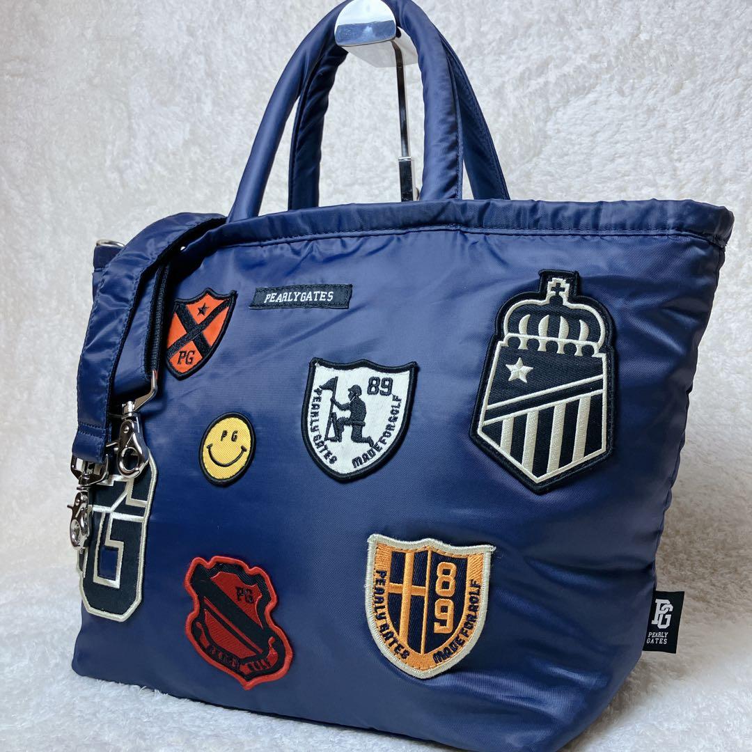 【極美品】パーリーゲイツ 2way ロッカーバッグ ワッペン ゴルフ ネイビー