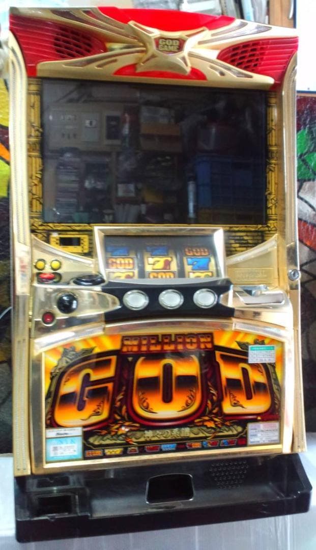 パチスロ実機★ミズホ★ミリオンゴッド～神々の系譜～★オートプレイ付不要機付