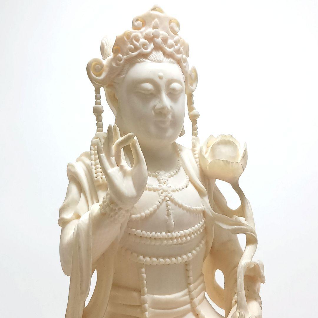 #6 高級彫刻 細密彫り 聖観音像 置物 高さ25㎝ 総重量779.6g