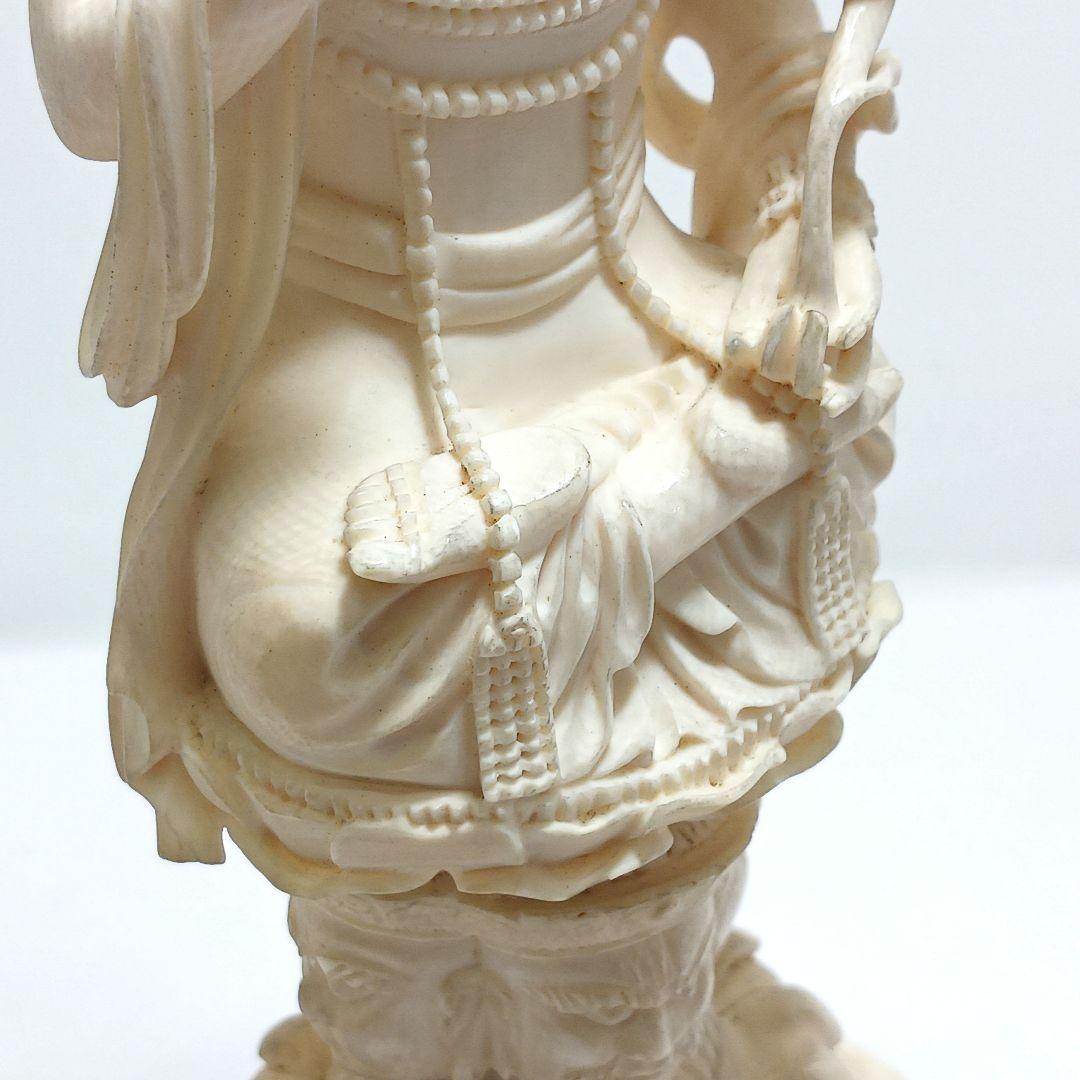 #6 高級彫刻 細密彫り 聖観音像 置物 高さ25㎝ 総重量779.6g