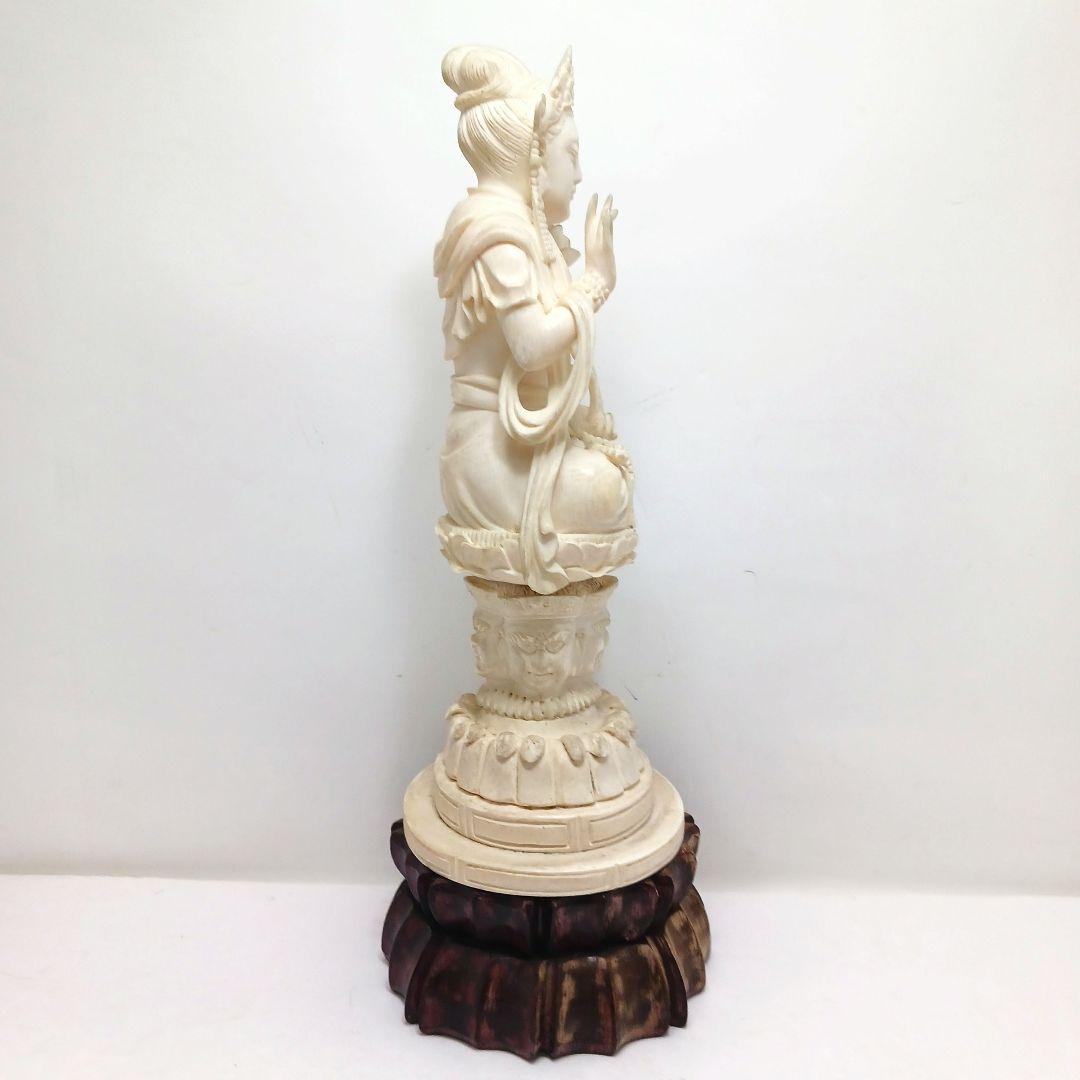 #6 高級彫刻 細密彫り 聖観音像 置物 高さ25㎝ 総重量779.6g