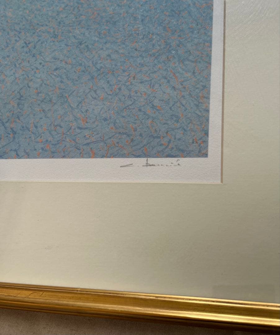 大判　リトグラフ　アンドレ・ブーリエ「港に吹く風」額装　版画　サイン.ED有り