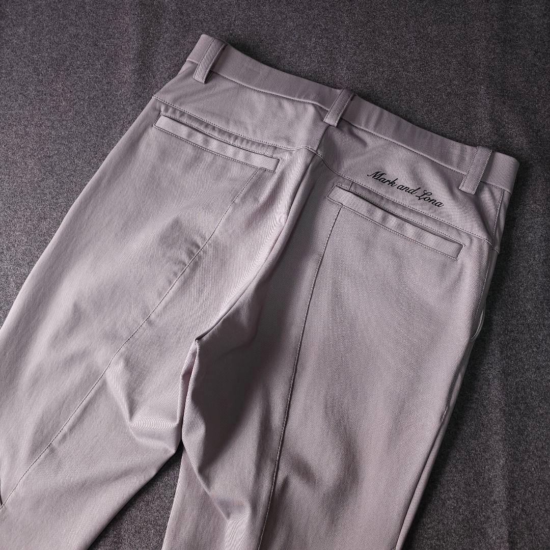 2023年 マークアンドロナ ストレッチゴルフパンツ L グレー スカル ロゴ