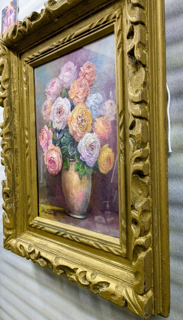 画家haru☆油彩画☆薔薇☆F４号☆真作、原画、一点物＊静物画☆