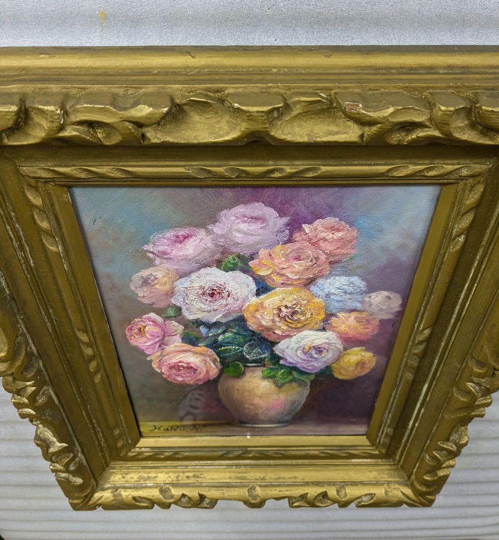 画家haru☆油彩画☆薔薇☆F４号☆真作、原画、一点物＊静物画☆