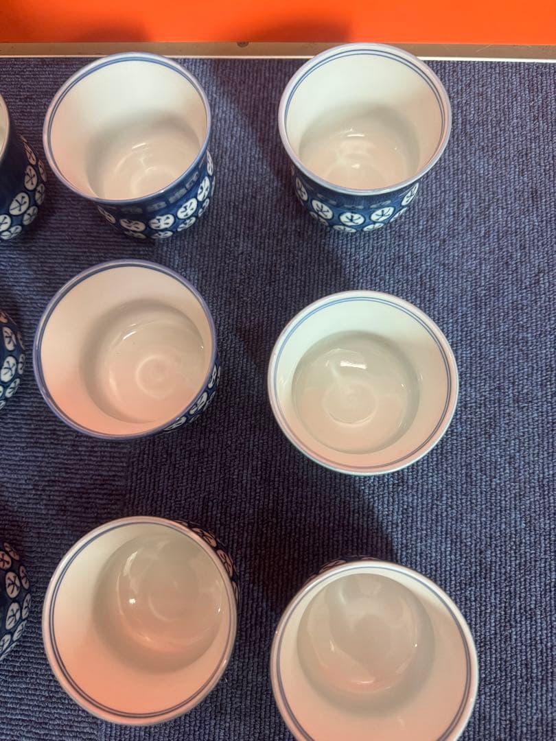 1808  源右衛門　染付丸紋濃 湯呑　9客　未使用