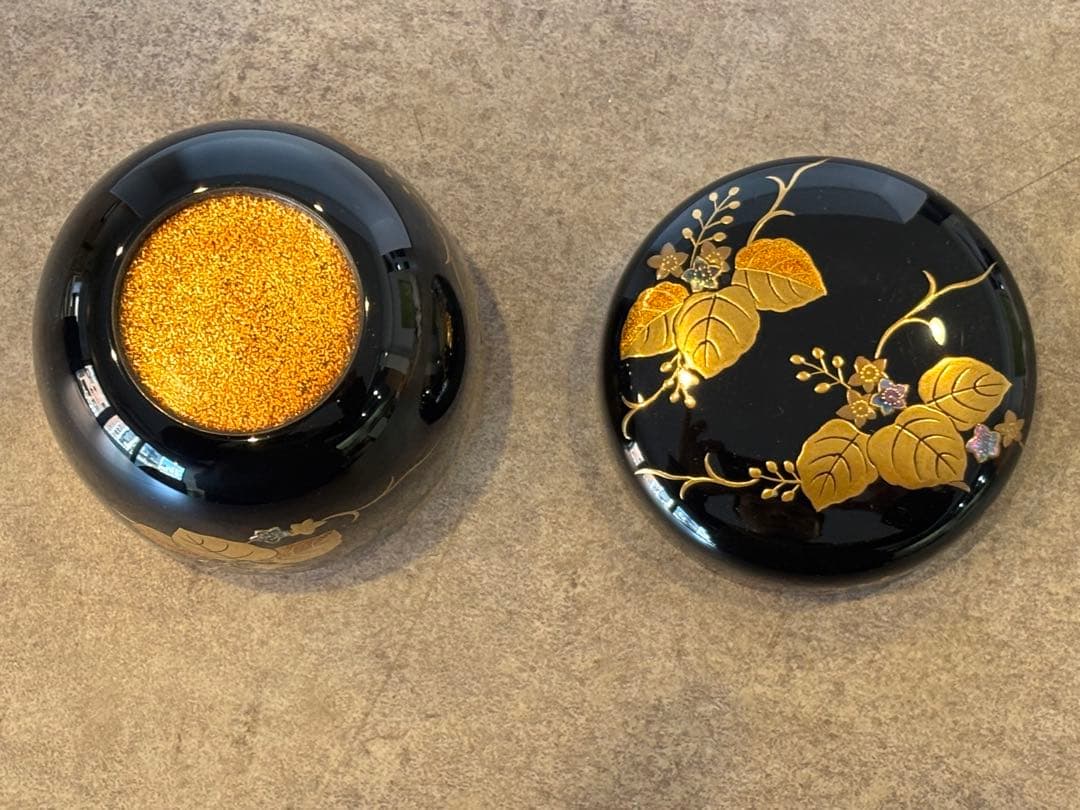 茶道具 桐蒔絵 黒大棗 内梨地 蒔絵師 渡辺松悦 棗 共箱