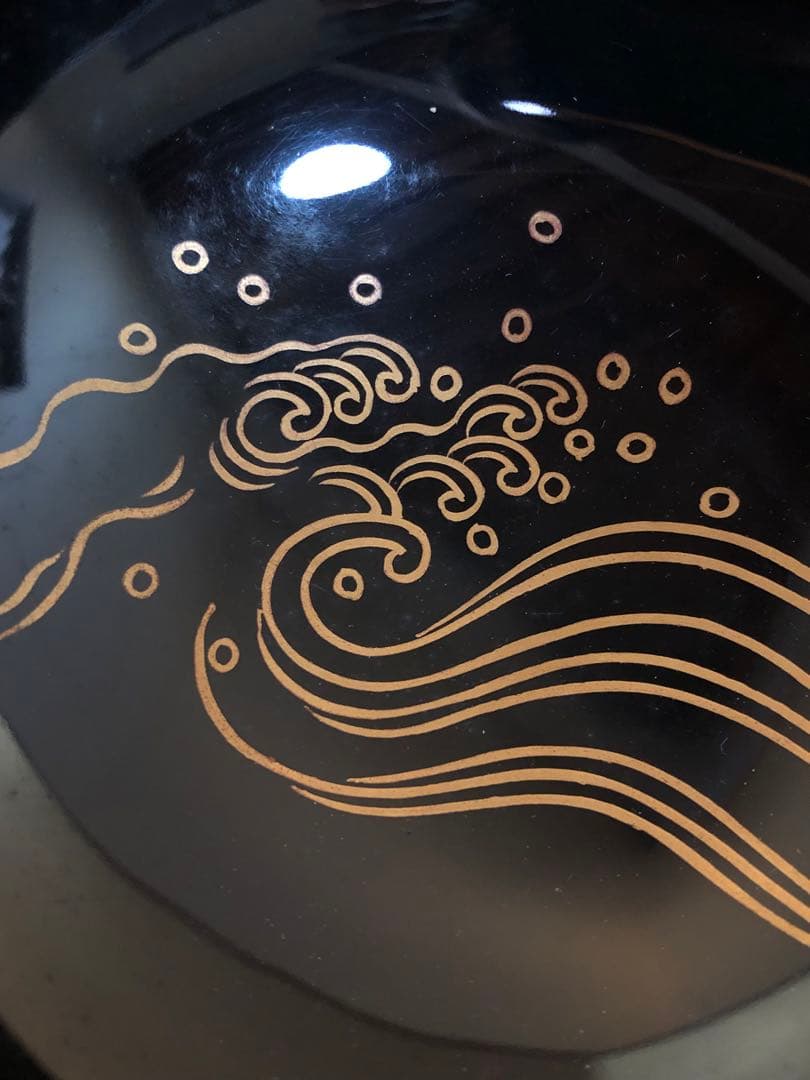 割引❗️《R》日の出椀5客 鶴波蒔絵 吸物椀 木製漆器 時代 251218か1