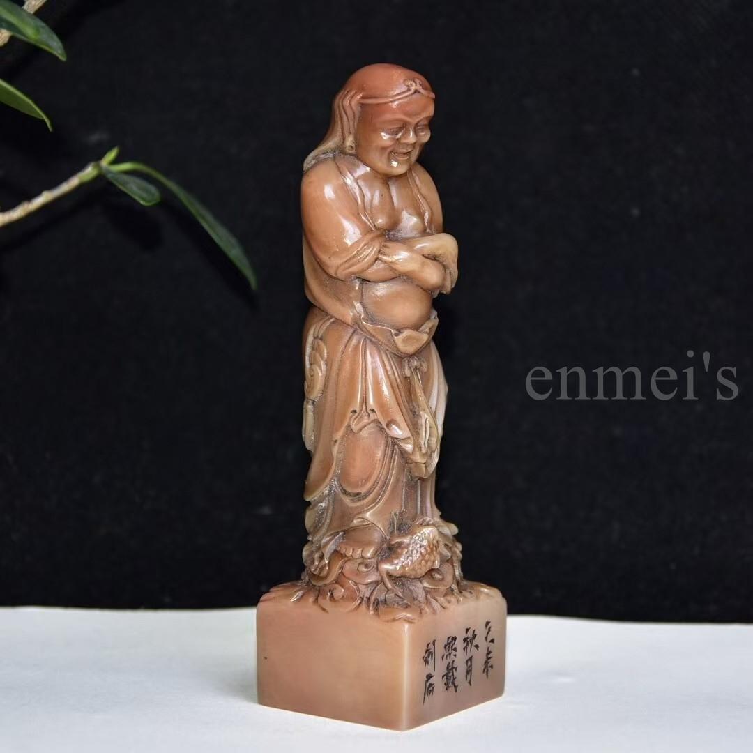 【8月特価】今だけお得！寿山石 芙蓉石 女性像印章 熙載作 乙未年 彫刻立像