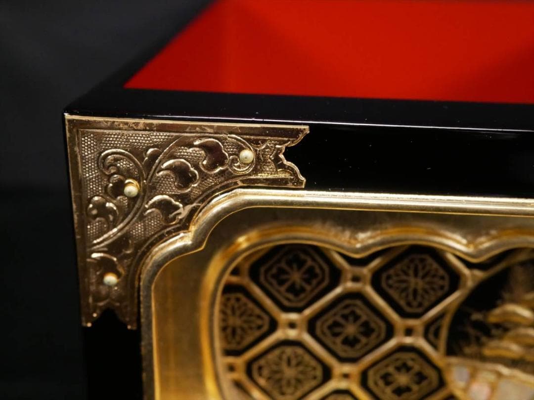 限定値下　収集品　仏壇用引出し　金具付き　本金箔　蒔絵付き　仏壇用　3131