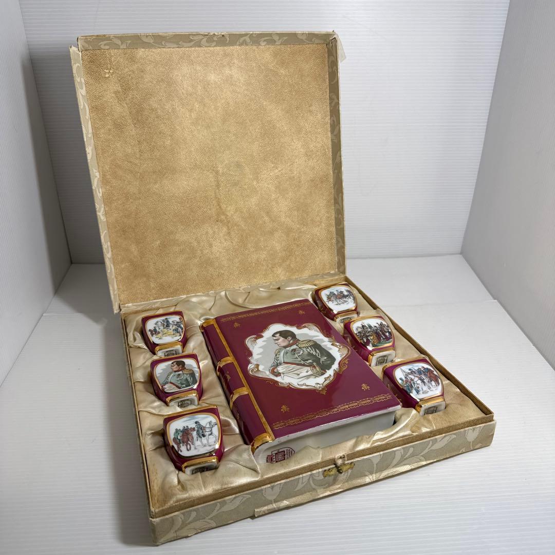 ②レア！空瓶 リモージュ 陶器ボトル ブックボトル ショットグラス 6客セット