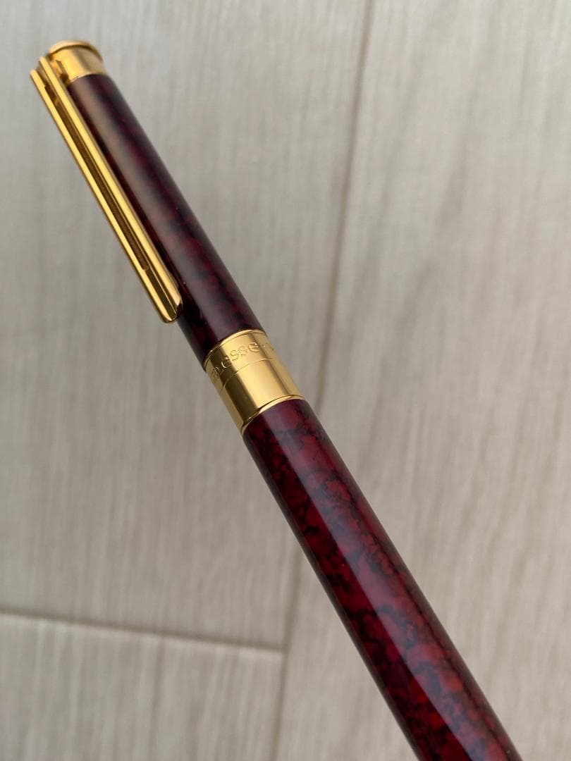 美品 極少 モンブラン マーブル レッド×ゴールドノブレス ボールペン ケース付