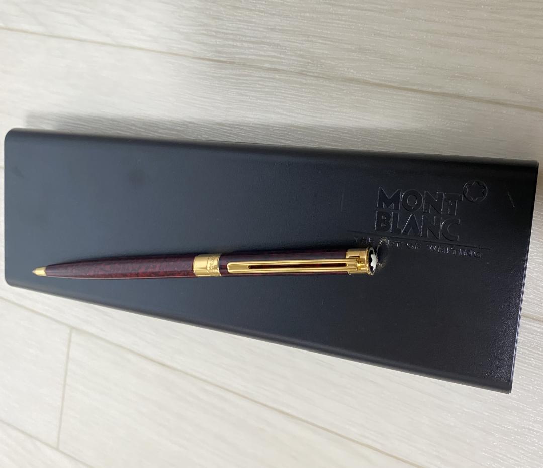 美品 極少 モンブラン マーブル レッド×ゴールドノブレス ボールペン ケース付