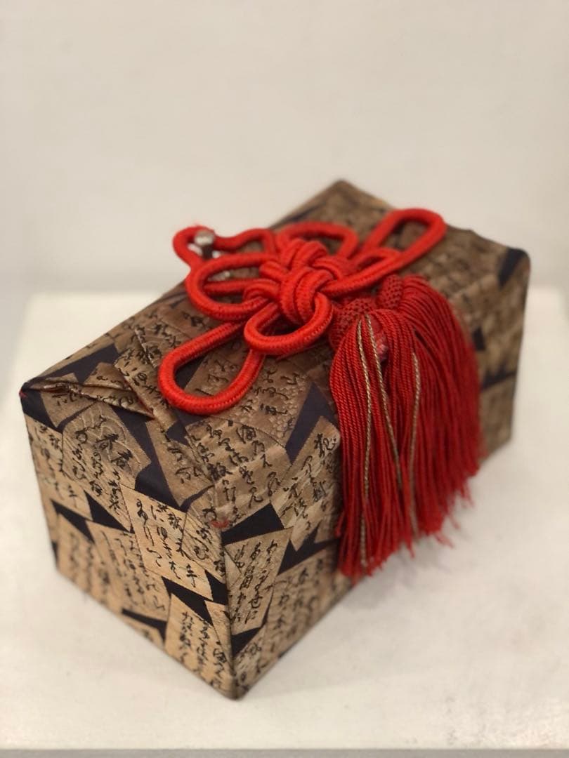 古いお化粧箱　古布細工　百人一首図柄　霧箱　アンティーク　金糸