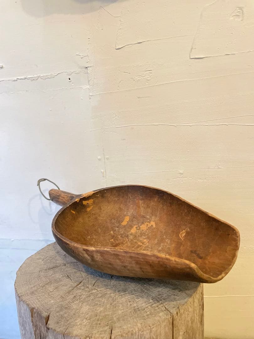 穀物スコップ 木彫 くり抜き 匙 民藝 骨董 アンティーク 古道具