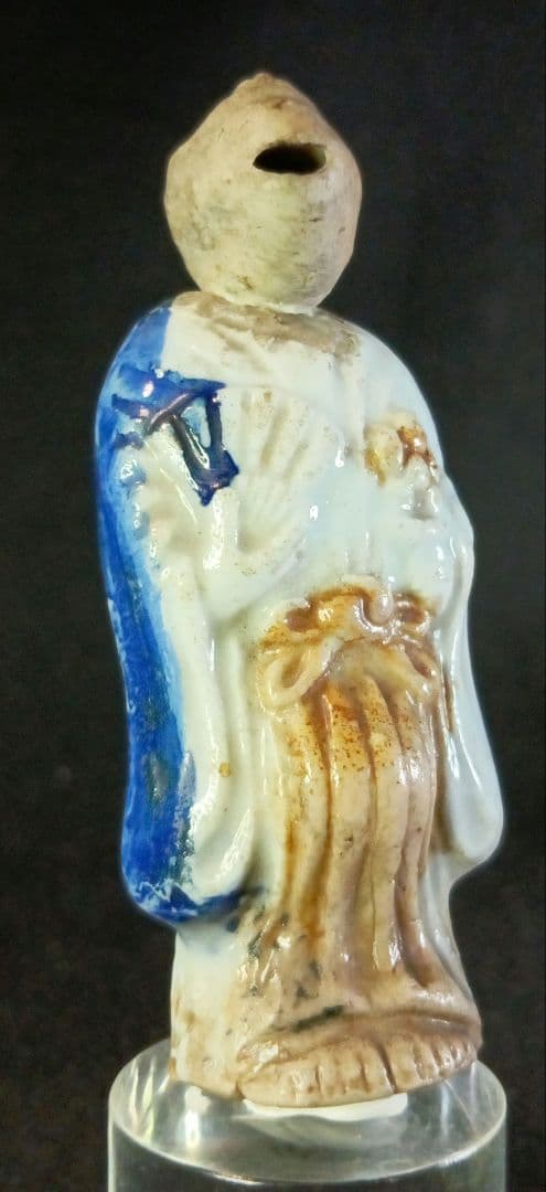 陶器 の 根付 「お猿の三番叟」からくり 首 舌が動く 江戸時代