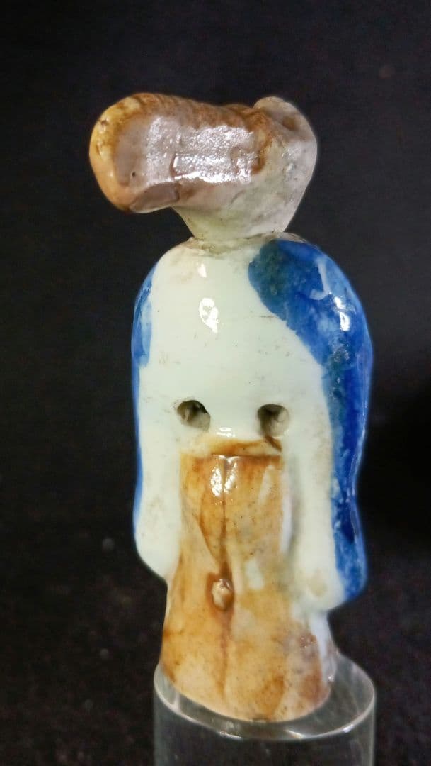 陶器 の 根付 「お猿の三番叟」からくり 首 舌が動く 江戸時代