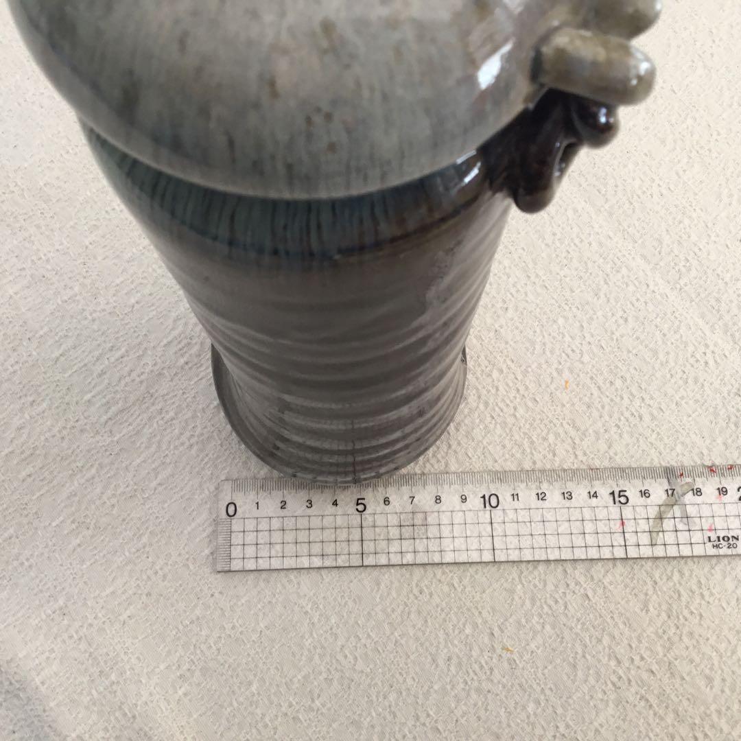 【唐津焼】今岳窯　溝上藻風　耳付き朝鮮唐津花入れ