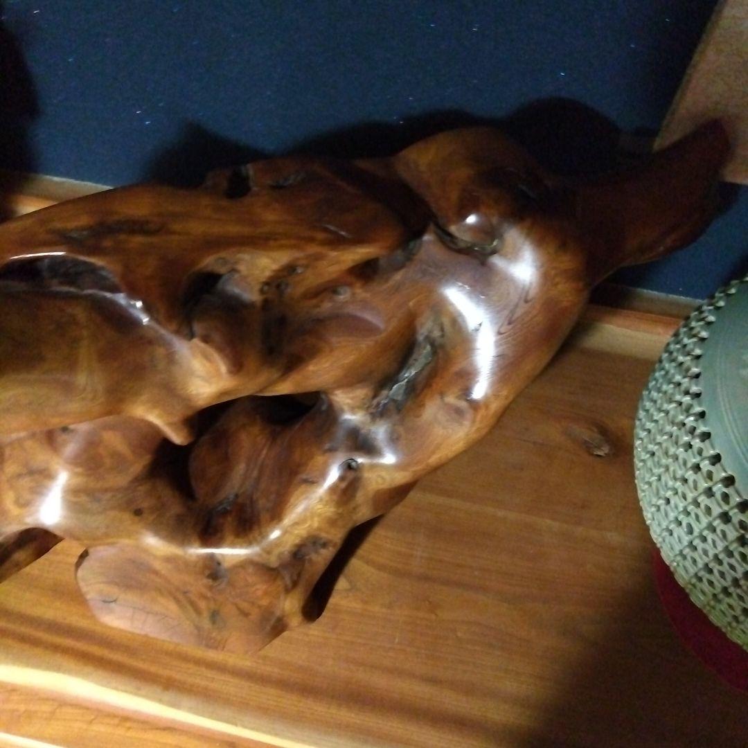 【銘木欅木彫り】銘木欅木製彫刻オブジェ椿油仕上げ　【断捨離価格】　送料込み